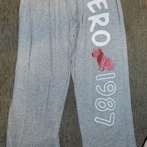 Aeropostale Gray Joggers with Pink Lion Design